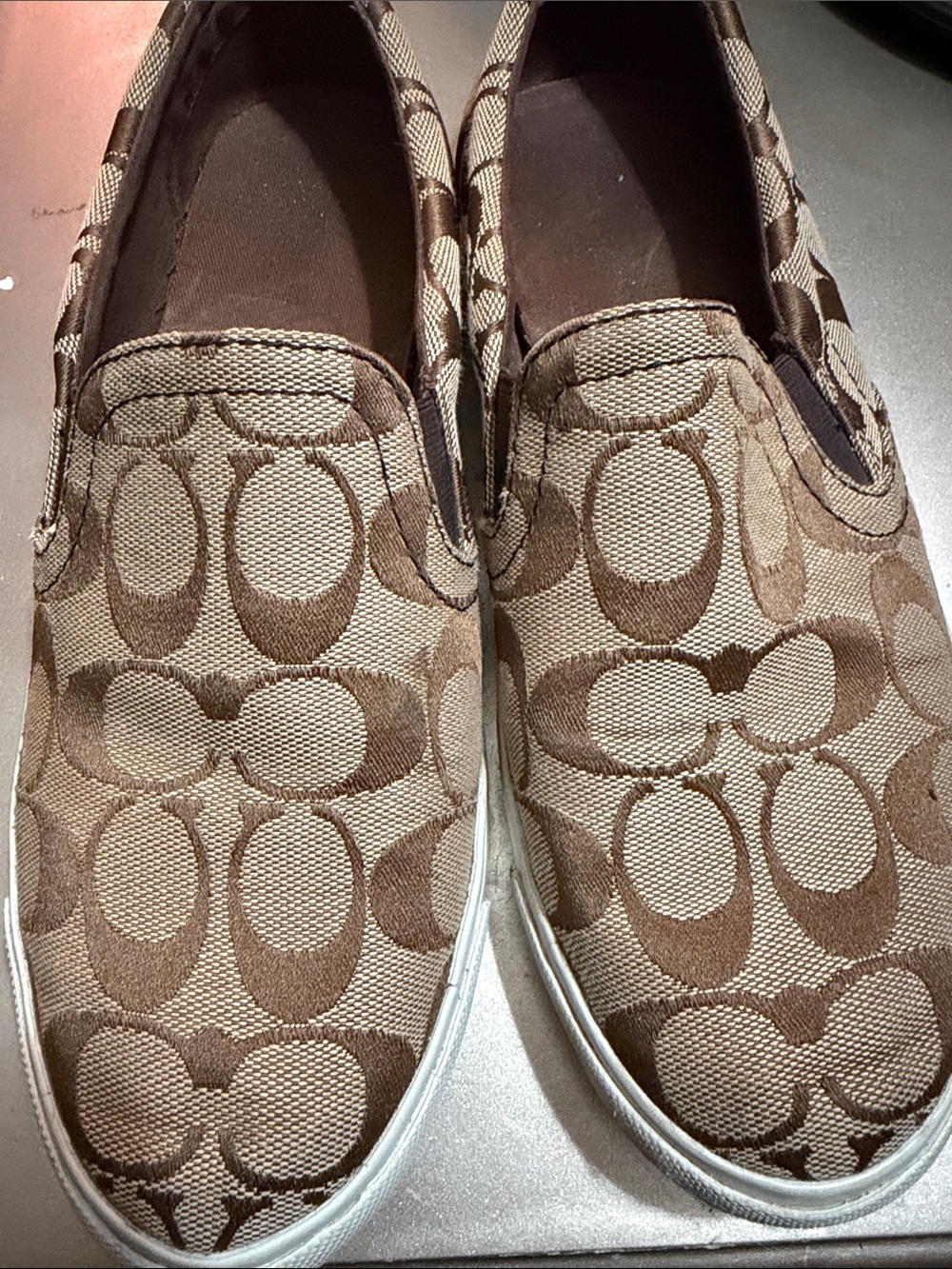 Coach Brown Signature Jacquard Slip-On Sneakers